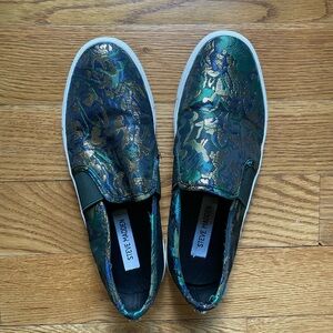 Steve Madden Blue and Gold Slip-On Shoes